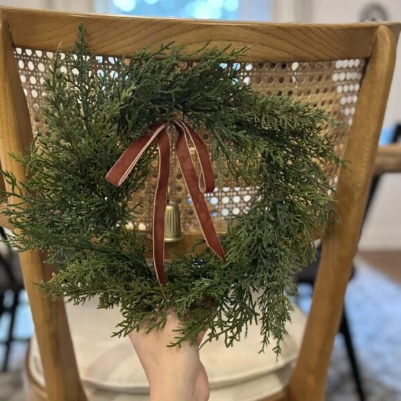 12" Mini Cypress with Brass Bell and Red Ribbon Wreath Hearth & Hand Magnolia - Picture 4 of 4